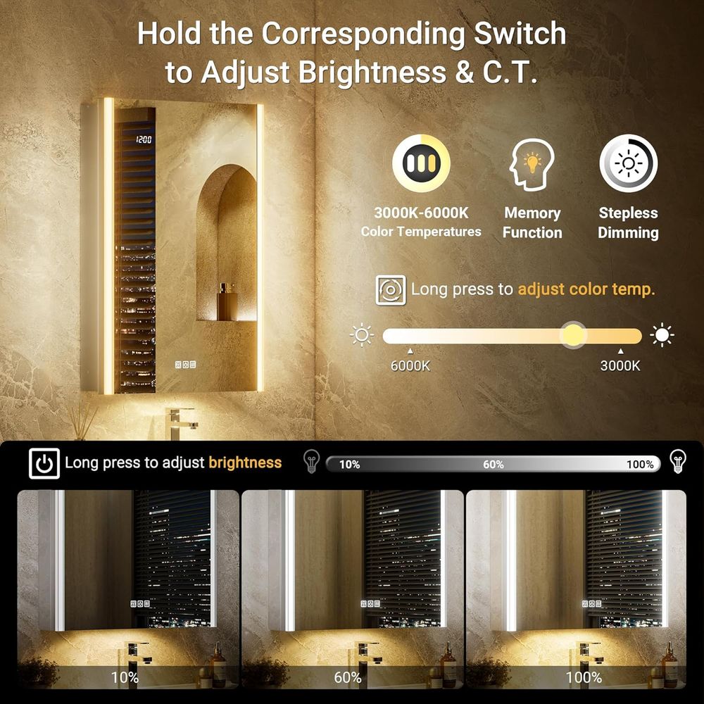 20x32 Lighted Medicine Cabinet - Smart Night Light 评论和价格