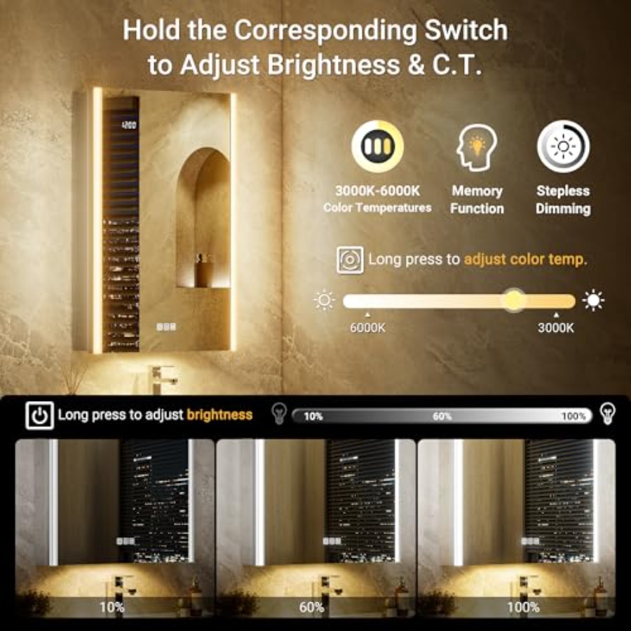 Bathroom medicine cabinet mirr - Smart Night Light 评论和价格