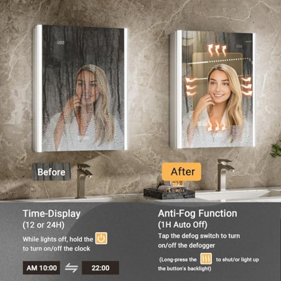 Bathroom medicine cabinet mirr - Smart Night Light 评论和价格