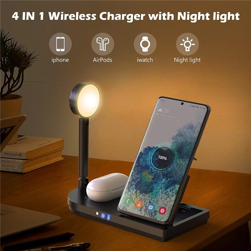 Foldable 3-in-1 Wireless Charg - Smart Night Light 评论和价格
