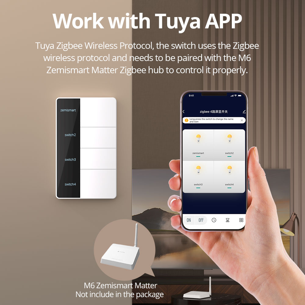 1234 Gang US Type Zigbee Push  - Smart Home Hub Matter 评论和价格
