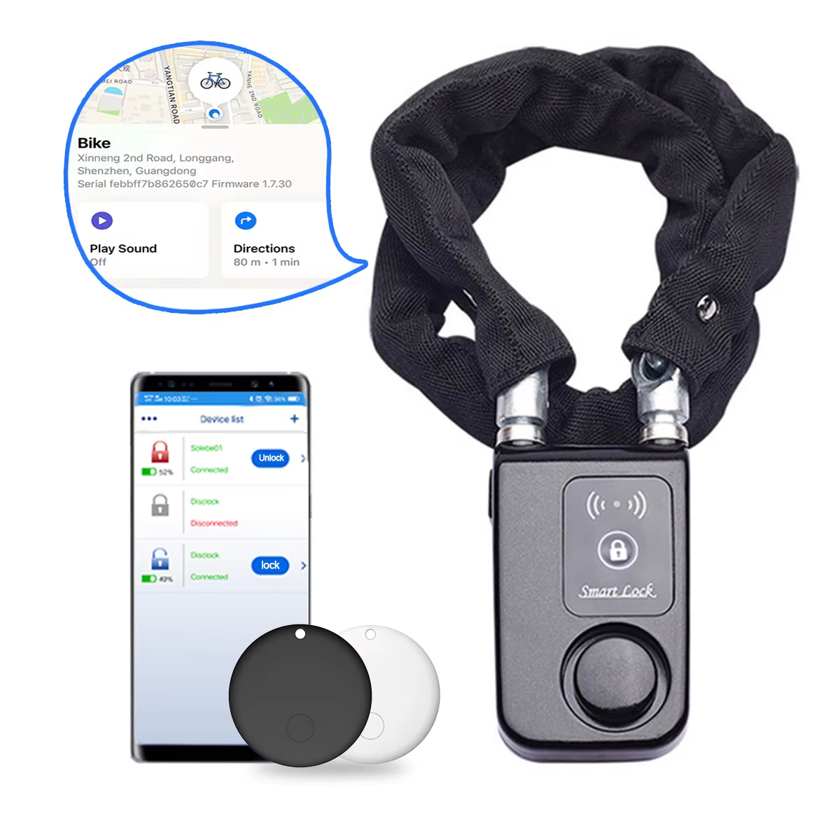 110dB Alarm Bike Chain Lock wi - Smart Home Hub Matter 评论和价格