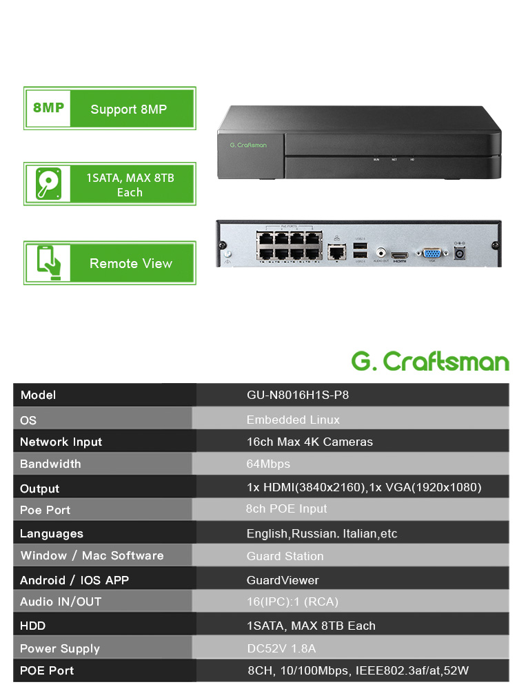 C-U,8CH POE Network Video Reco - Smart Home Microsoft 评论和价格