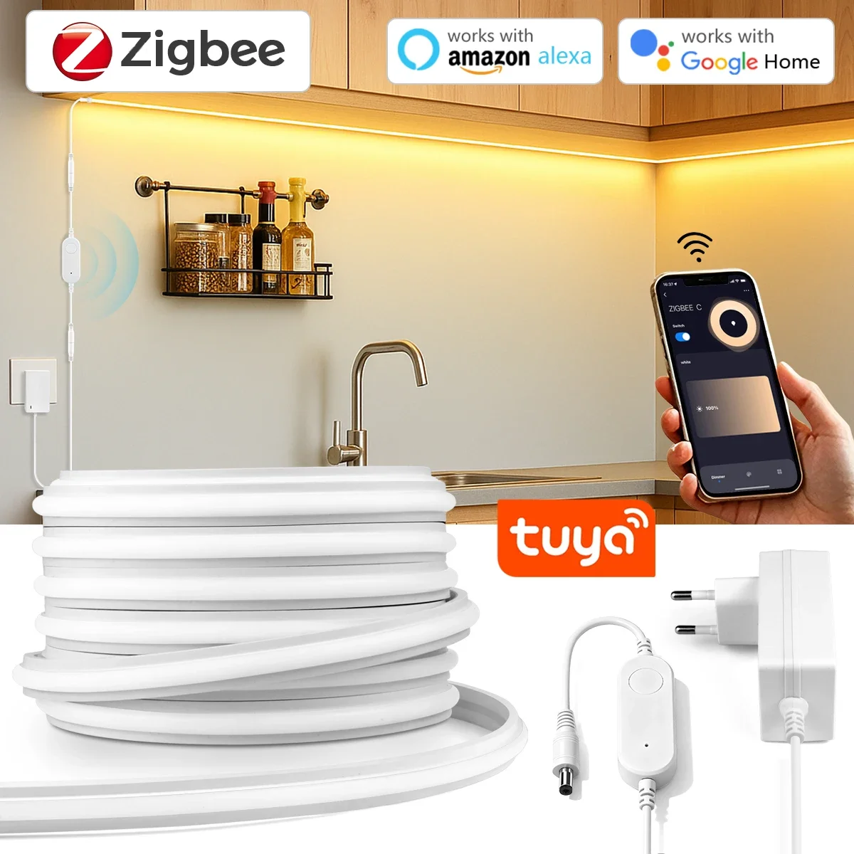 Zigbee 3.0 24V Neon LED Strip  - Smart Home Kitchen 评论和价格